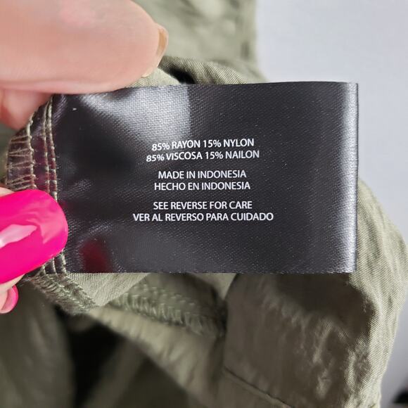 Banana Republic M Sleeveless V-Neck Midi Dress Olive Green Pockets Lagenlook - Picture 8 of 9